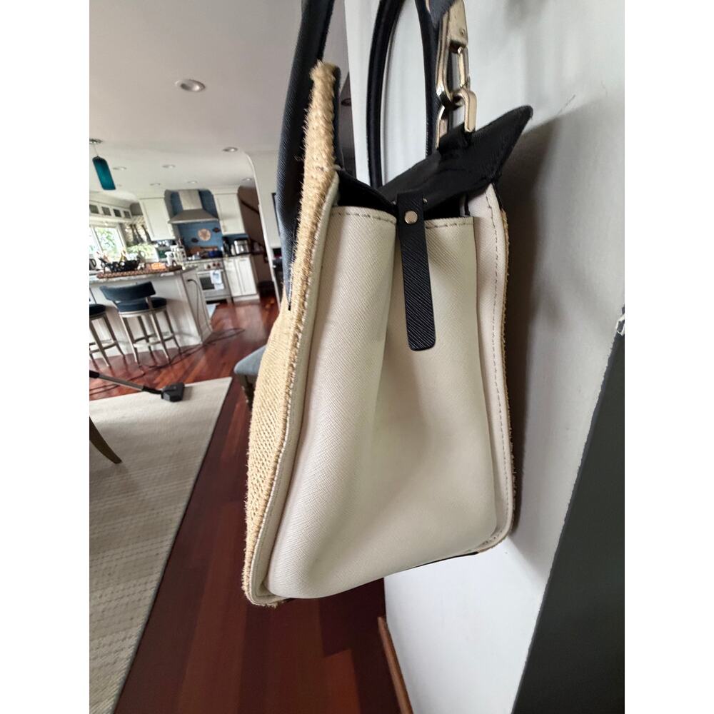 kate spade Black and Natural Straw Top-Handle Shoulder Bag - Picture 12 of 15